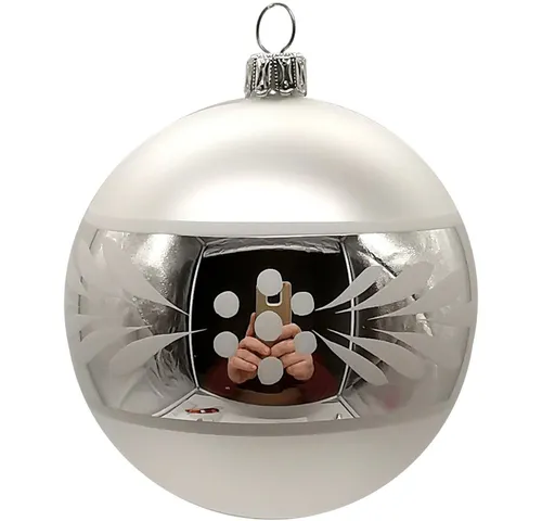 Schatzhauser Weihnachtsbaumkugel Christbaumkugel nostalgischer Zauber, silber (1 St), mundgeblasen, handbemalt
