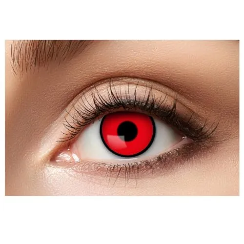 Eyecatcher 84063141-640 - Farbige Kontaktlinsen, 1 Paar, für 12 Monate, Rot, Karneval, Fasching, Halloween