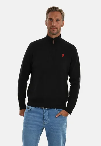 U.S. Polo Assn. Stehkragenpullover Stehkragenpullover USLogaan – Herren Troyer mit Reißverschlusskragen 100 % Baumwolle, weiche Strickqualität und sportiver Look