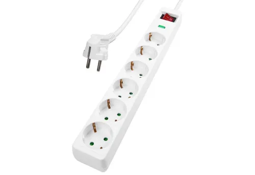 HEITECH 6 fach mit Überspannungsschutz und Schalter Steckdosenleiste 6-fach (Ein- / Ausschalter, Überspannungsschutz), kostenloser Versand