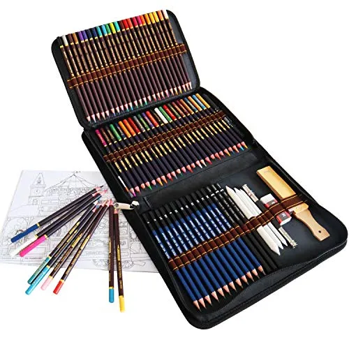 QUER Buntstifte Bleistift Set, 72-teiliges Kunstset enthalten Aquarell Buntstifte, Skizzenstifte, Ideales für Erwachsene Zeichnen, Skizzieren, Schattieren, Färben