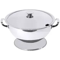 Contacto Suppenterrine mit Fuß 4,5 l - Elegante Suppenterrine aus hochglänzendem Edelstahl, ideal für festliche Anlässe und stilvolles Servieren von Suppen.