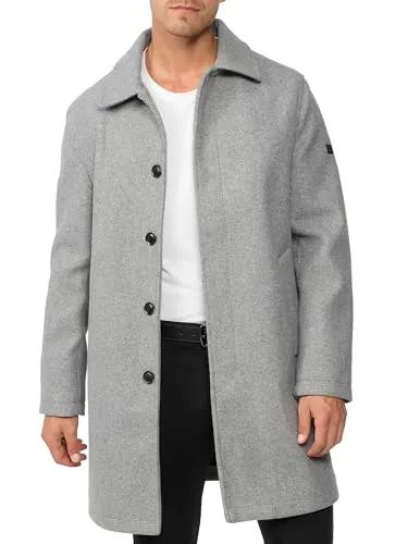 Indicode Herren INGrandrim Mantel mit Umschlagkragen | Stilvoller Wintermantel für Herren, Lt Grey Mix, XXL - Moderner Herrenmantel mit verdeckter Knopfleiste für ein elegantes Erscheinungsbild. Der Regular Fit sorgt für hohen Tragekomfort und Bewegungsfreiheit. Robuster Materialmix aus 90 % Polyester und 10 % Viskose.