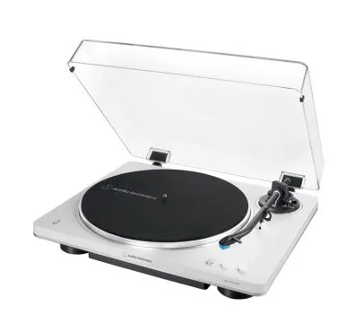 Audio-Technica AT-LP70xBT Weiß - Vollautomatischer Plattenspieler - Plattenspieler mit Bluetooth, ideal für Einsteiger. Vollautomatisch für einfachen Betrieb, robustes Chassis für klaren Klang und integrierter Phonovorverstärker.