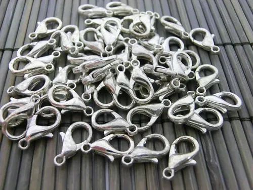 Verschlüsse 10mm Karabiner Farbe antik silber Kettenverschluss basteln #S576 50
