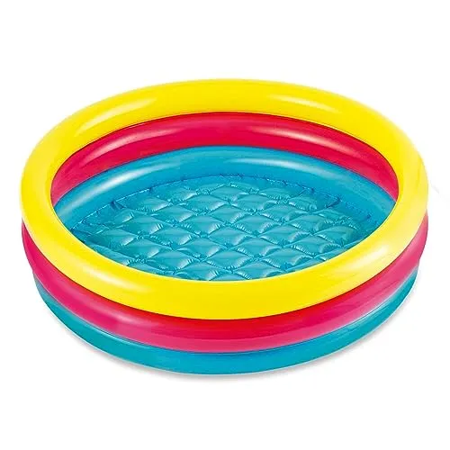 Summer Waves Swimmingpool, Abnehmbares Aufblasbares Planschbecken für Kleinkinder, Familienpool, Hinterhof Pool, Kinderpool Mehrfarbiger Runder Pool, 86 x 25 cm