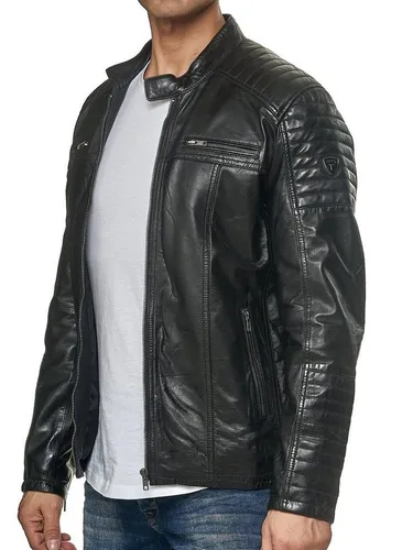 Tazzio Herren Bikerjacke 19709 aus Echtleder - Funktionsjacken: Hochwertige, bequeme Lederjacke im Biker-Look mit optimalem Tragekomfort und robustem Material - ideal für das ganze Jahr.