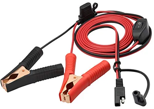 AAOTOKK Krokodilklemmenkabel 16 AWG Kabelbaum SAE zur Batterie Alligator Krokodilklemme12V Verlängerungskabel mit Schalter und Sicherungskasten Schnellkupplungskabel(2,4 m/7,8 ft-Sicherungskasten)