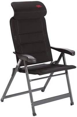 Crespo Chair, Aluminium, Schwarz, Einheitsgröße - Luxuriöser Faltstuhl für maximalen Sitzkomfort, mit verstellbarer Rückenlehne in 7 Positionen und transportfreundlichem Design. Ideal für Camping und Outdoor-Aktivitäten.