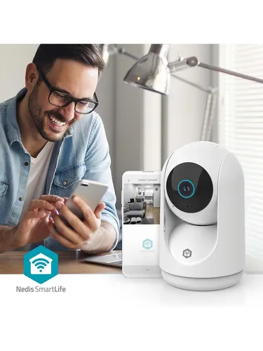 Nedis SmartLife Indoor Camera 3MP Full HD Wi-Fi - Überwachungskamera mit Pan/Tilt-Funktion, 3MP HD-Qualität und Nachtsicht. Ideal für die sichere Überwachung Ihres Zuhauses, jederzeit und überall.