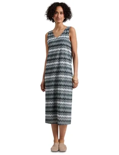 Street One Damen Midi-Kleid mit V-Neck in Jacquard-Qualität in grün von Street One