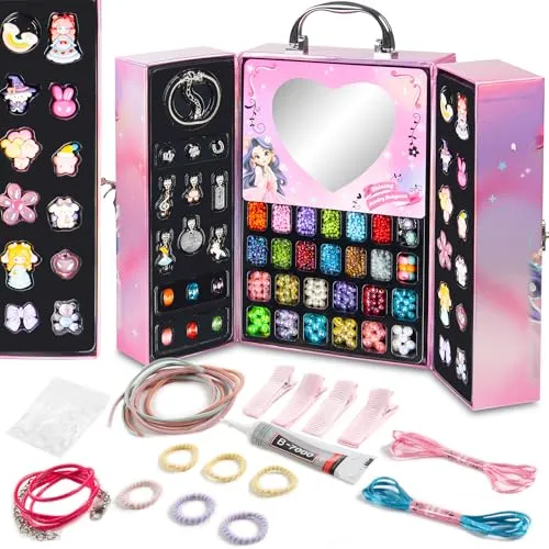 COIL Schmuckset Kinderschmuck – DIY Perlen zum Auffädeln (54-tlg) - Kreatives Schmuckset für kleine Designer! Erstelle bezaubernde Armbänder und Ketten. Perfekt für die Entfaltung der Kreativität und ideal für kleine Prinzessinnen.