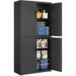 SONGMICS Aktenschrank, Mehrzweckschrank, Büroschrank, 40 x 80 x 180 cm, verstellbare Ablagen - Schwarz