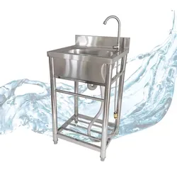 Freistehender Spültisch mit Wasserhahn und Gartenschlauch-Anschluss, Größe M