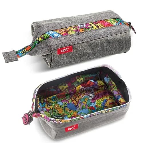 ZIPIT Federmäppchen Lenny - Stiftetui 19.5 x 11.5 x 7.5 cm, stylisches graues Design für kreative Köpfe