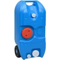 vidaXL Camping-Wassertank mit Rollen 40 L Blau - Caravan-Zubehör mit 40 Liter Fassungsvermögen, ideal für Reisen. Mit Rollen und Griff für einfachen Transport, dazu mehrere Wasserauslässe für schnelles Füllen und Entleeren.