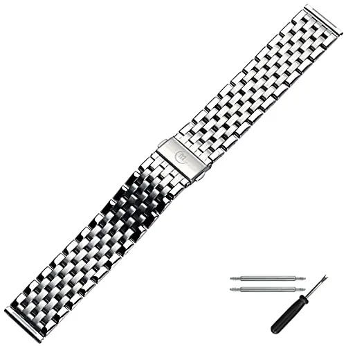 MARBURGER Edelstahl Uhrenarmband 20mm mit Montage Set - Hochwertiges Uhrenarmband aus Edelstahl für klassischen Uhrenansatz. Inklusive Montagewerkzeug und Anleitung. Perfekt für Uhren mit 20mm Anstoßbreite – stilvoll und langlebig.