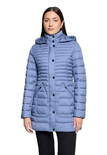 Betty Barclay Damen Steppjacke mit Abnehmbarer Kapuze 48, Country Blue - Sportliche Steppjacke mit abnehmbarer Kapuze in Country Blue. Leicht taillierte Passform und eine Gesamtlänge von 80 cm machen sie zum idealen Begleiter für die Übergangszeit.