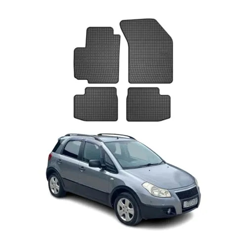 OMAC Gummifußmatten für Fiat Sedici 2005-2014, 4-teilig, Schwarz - Fahrzeugspezifische Gummifußmatten, rutschfest und wasserfest, für optimalen Schutz und einfache Reinigung. Ideal für den täglichen Einsatz im Innenraum.
