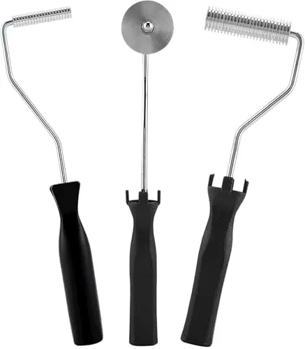 Candeon Fiberglas Roller Kit, 3 Stück/Set Fiberglas Bubble Paddle Tool Laminierwalzen Kit, Glasfaser Blasenpaddel Laminierwalzen Belüftungswalze Farbroller für Reparatur Badewannen Badewannenbooten