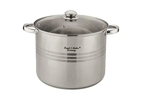 HOOZ Universalkochtopf aus Edelstahl mit Glasdeckel - Ø26 cm | Großvolumen 11 Liter | Für Induktion Gas Ceran Elektro | Suppen Nudeln Fleisch Gemüse | Robuster Topf mit Thermoboden