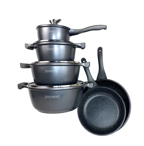 Royalty Line 13-teiliges Induktions Topfset - Vielseitiges Kochtopfset mit 13 Teilen, antihaftbeschichtet und kratzfest, ideal für alle Herdarten, inklusive Deckel und isoliertem Griff.
