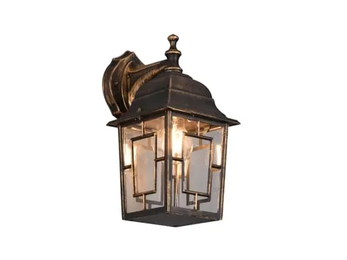 meineWunschleuchte Außenwandlaterne hängend - Rostfarbig antik mit Bleiglasoptik - Lampen für Außenbereich, Höhe 30cm, mit austauschbarem E27 LED (4W, 470lm, warmweiß) und IP23 Schutzklasse - stilvolles Design trifft auf moderne Effizienz.