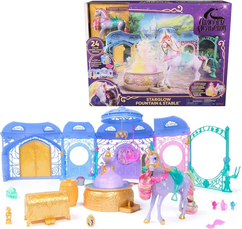 Unicorn Academy - Stall Spielset mit Licht- und Soundeffekten - Spielzeug für Kindergartenkinder, kreatives Stallspielset mit faszinierenden Licht- und Soundeffekten für endlosen Spielspaß.