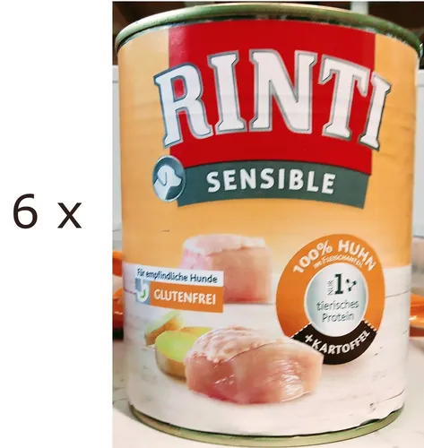 RINTI Sensible Huhn & Kartoffel für Hunde, glutenfrei - 6 x 400 g (€ 8,31/kg)