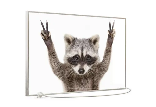 STEINFELD Heizsysteme Infrarotheizung, Glas Bild 350W-1200W, Inklusive Thermostat, 066 Waschbär