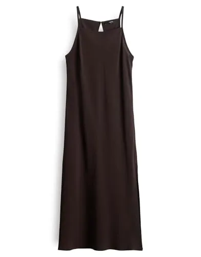 someday Damen Midikleid QUALEZA | Luftiger Viskose-Leinen Mix in Dark Espresso, Größe 38 - Freizeitkleider für Damen, hochwertiges Leinenkleid mit schmaler Passform für einen femininen Casual Look und vielseitige Kombinationsmöglichkeiten.