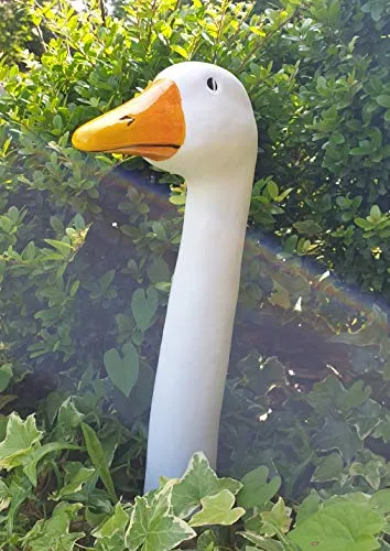 Fachhandel Plus Gänsehals Gartenstecker Dekofigur Gartenfigur 35 cm hoch lustige Deko