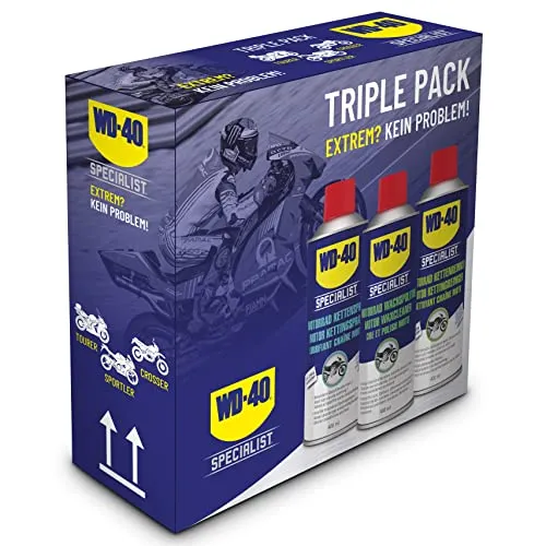WD-40 Specialist Motorbike Motorradpflegeset 3x400ml - Motorradpflege-Set mit Kettenspray, Kettenreiniger und Wachspolitur für ganzjährige Pflege, entwickelt mit Experten der Britischen Superbike-Szene.