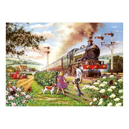 The House of Puzzles Eisenbahn Kinder Puzzle - 1000 Teile Puzzles für Erwachsene, Künstler illustriert, malerische Landschaft, Deluxe-Puzzle-Geschenke