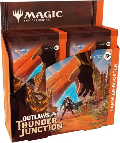 Magic the Gathering Outlaws von Thunder Junction Sammler Booster Deutsch - TCG OVP Packs, exklusive Sammler Booster aus der Edition Outlaws von Thunder Junction, ideal für Sammler und Spieler, um das Spielerlebnis zu erweitern.