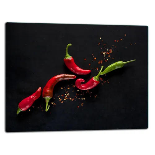 Glasschneidebrett Herdabdeckplatte Ceranfeld Universal 52x40 cm Schwarz Chilli