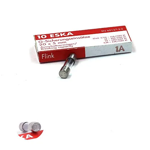 Sicherung, schnellschließend (F) Glas 1A / 250VAC 5x20mm, 10 Stück