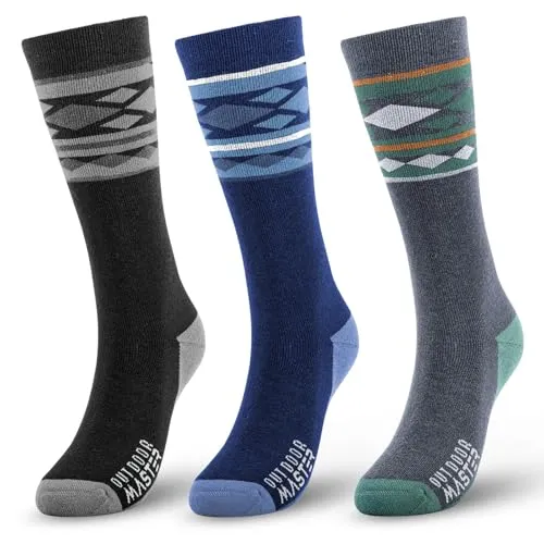 OutdoorMaster Ski Socken, Merino Wool Ski Socken für Herren & Damen, Thermal Winter Warme Snowboard Socken für kaltes Wetter