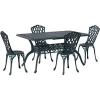vidaXL Garten Essgruppe 5-teilig Aluminium Grün - Elegantes 5-teiliges Garten-Esszimmer-Set aus langlebigem Aluminium. Ideal für gesellige Abende im Freien, wetterfest und leicht zu montieren, bietet Platz für bis zu sechs Personen.