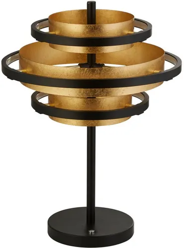 LED Tischleuchte Metall Schwarz Gold - 43,5 cm - Stilvolle LED Tischleuchte in Schwarz und Gold, dimmbar und ideal für jeden Raum. Energieeffizient mit warmweißem Licht für gemütliche Atmosphäre.