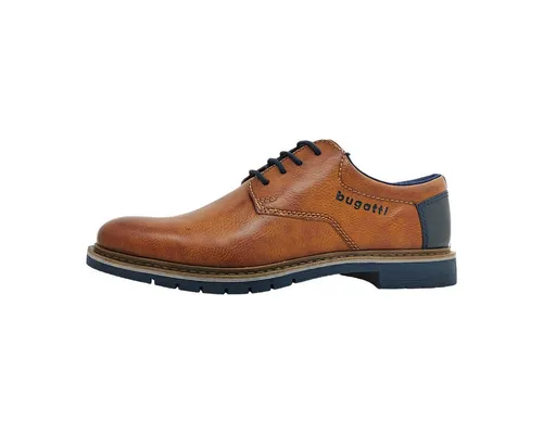bugatti Schnürschuh Blockabsatz in Braun, Business- und Abendschuh, Größe 41 EU - Eleganter Schnürschuh mit Blockabsatz, perfekt für festliche Anlässe. Aus hochwertigem Lederimitat gefertigt, bietet er Komfort und Stil für jeden Businessauftritt.