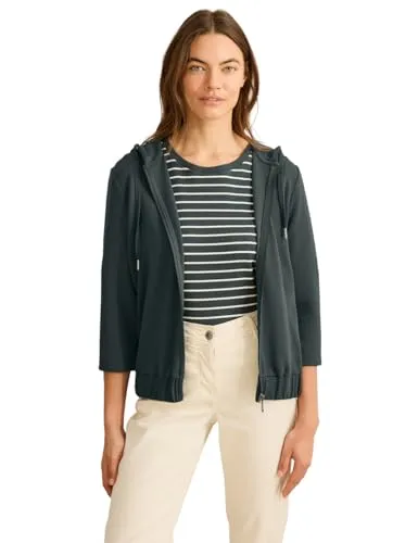 CECIL Kurzjacke Damen XXL slate khaki - Leichte Sweatjacke für Damen in slate khaki, ideal für entspannte Looks. Mit Kapuze, 3/4-Ärmeln und elastischem Saum für optimalen Tragekomfort. Perfekt für casual Outfits.
