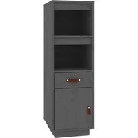 vidaXL Highboard Grau aus massivem Kiefernholz - Kommode aus massivem Kiefernholz, stabil und mit offenem Stauraum für Dekoration, ideal für eine rustikale Wohnatmosphäre.