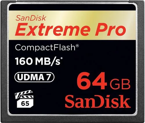 SanDisk Extreme PRO CompactFlash Speicherkarte 64 GB - UDMA7, 160 MB/s Übertragung, ideal für 4K- und Full-HD-Videos, VPG 65, temperaturbeständig, 30 Jahre Garantie