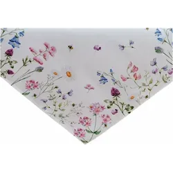 texpot Tischdecke Tischläufer Blumenwiese 130x170 cm in weiß von texpot