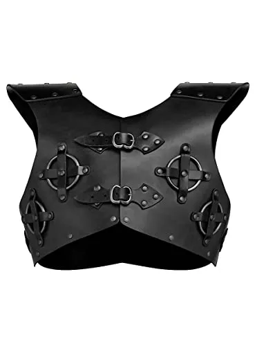 Andracor Handgefertigter mystisch verzierter Brustschutz aus Leder - Hexer - Schwarz - Kostüm-Zubehör für LARP, Mittelalter, Cosplay & Fantasy