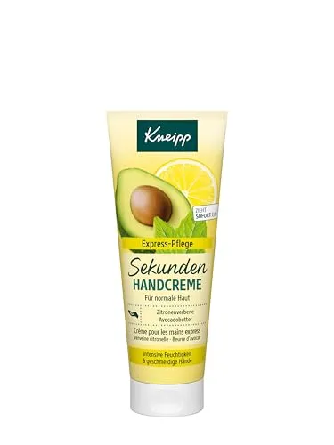 Kneipp® Sekunden-Handcreme 913449 - 75 ml Tube - Handcreme mit pflanzlicher Pflegeformel, enthält Avocadobutter und Jojobaöl für intensive Feuchtigkeit und schnelle Anwendung.