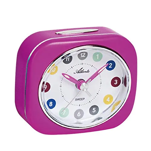 Atlanta Kinderwecker ohne Ticken für Mädchen Rosa 7x8cm - 1983/17