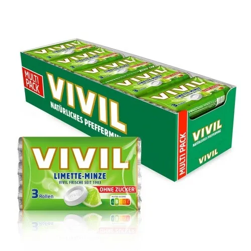 VIVIL Limette-Minze Pastillen ohne Zucker | 20 x 3er Pack