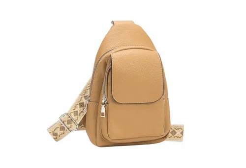 ITALYSHOP24 Schultertasche Damen CrossOver Body bag Sling Brusttasche Umhängetasche Leder Optik (Spar-Set Crossover mit Brustgurt, Brustgurt Schultergurt mit verschiedenen Muster, austauschbar), Rucksack, langes Riemen, leicht, viele Fächer, RV-Fach Rückseite